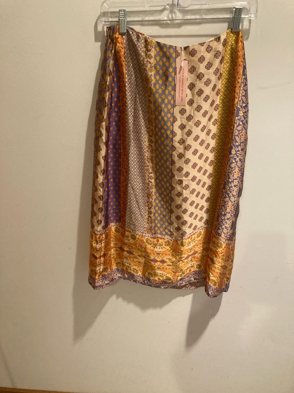Bohemian Patchwork Print Maxi Dress in Cream and Blue